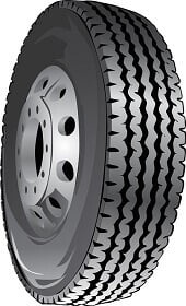 This image of a tire represents the tire repairs Two Bears LLC, the RV Repair of New Mexico, performs for recreational vehicle vacationers when they have a tire blow out and need tread replacement, mount and balance.